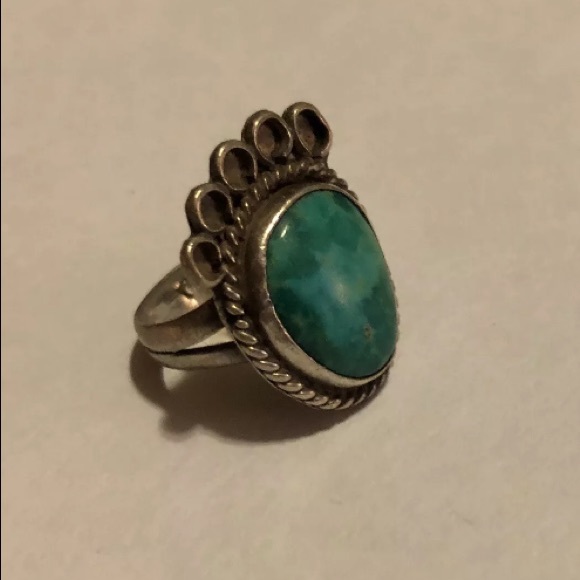 Vintage ring malachite sterling boho free jewelry - Picture 2 of 8